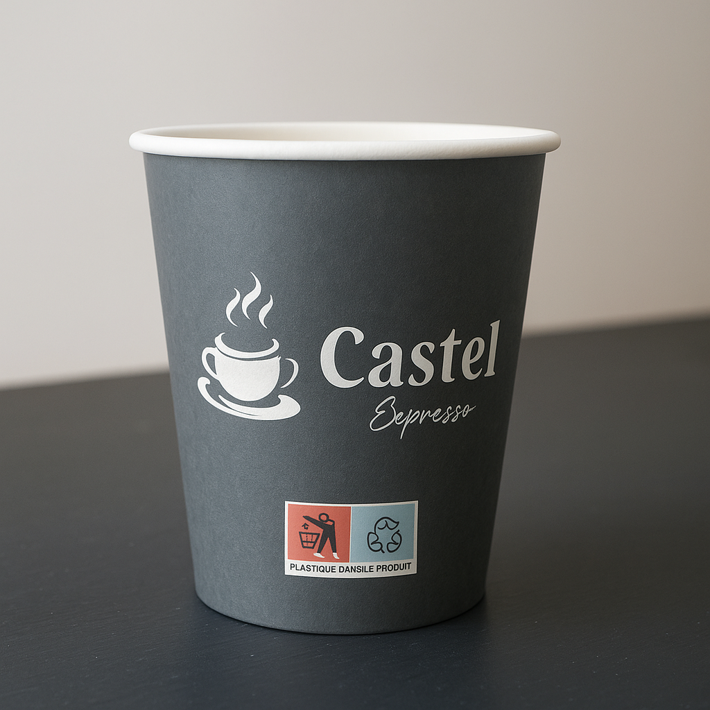 Gobelet carton 180ml pour café distributeur automatique design premium