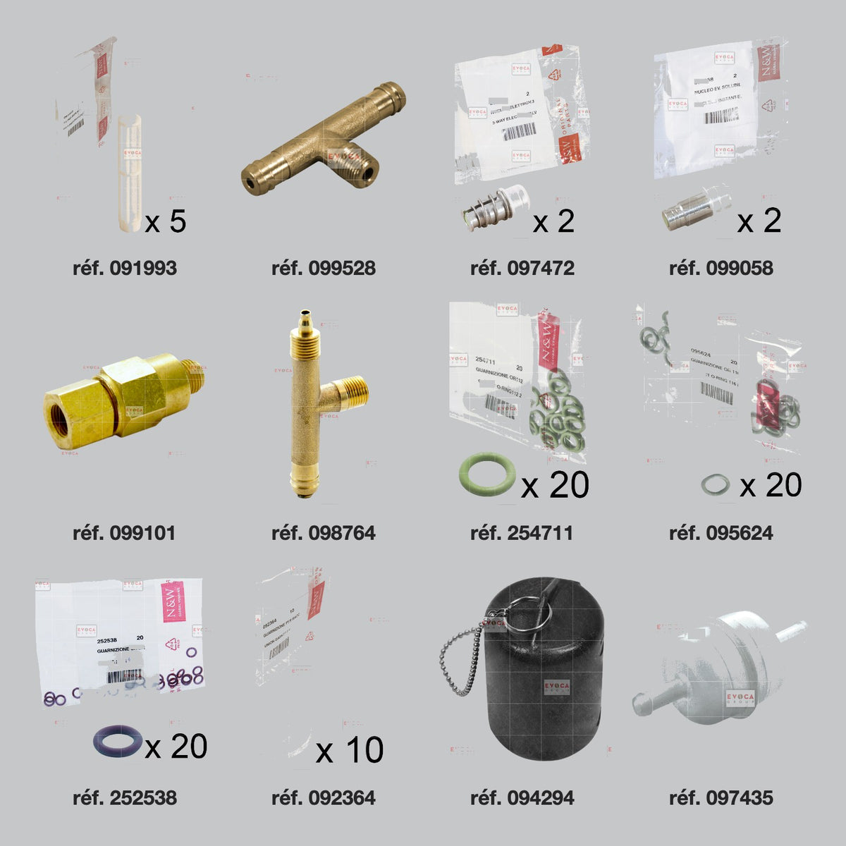 Pièces du kit révision hydraulique Necta Kikko
