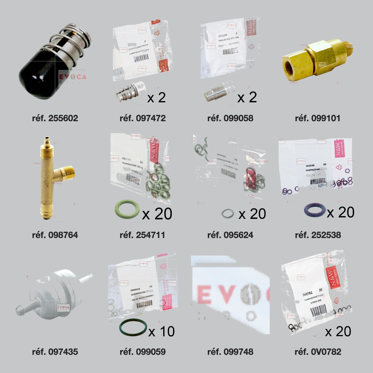 Pièces du kit révision hydraulique café glacé Necta Krea Espresso