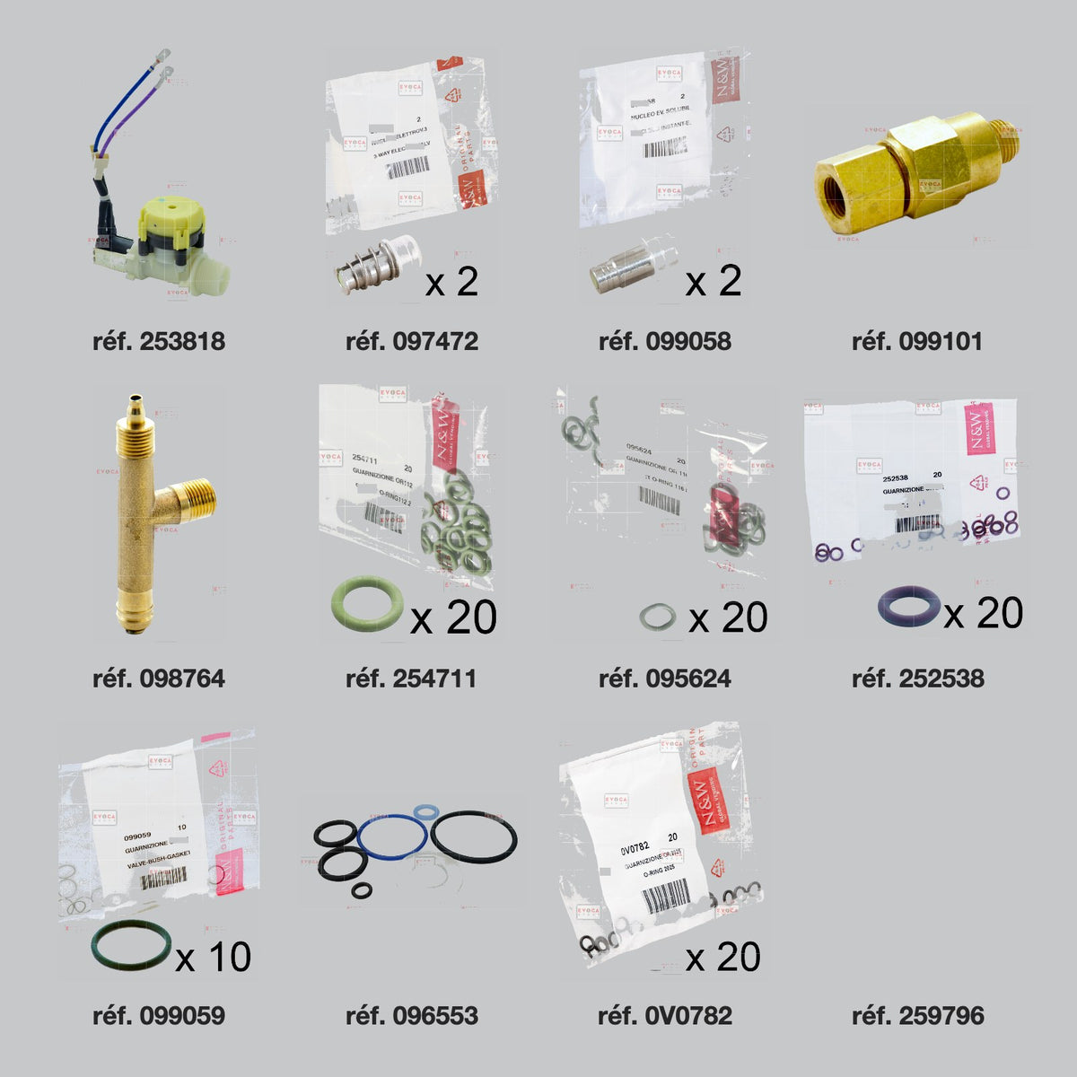 Pièces du kit révision hydraulique chaudière 300 cc sur réseau Necta Koro Prime