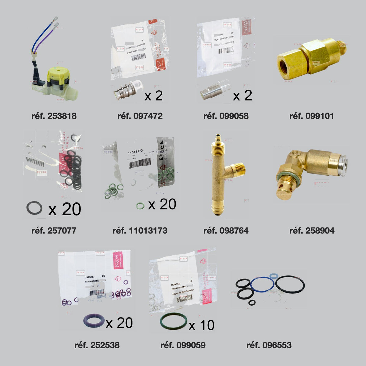 Pièces du kit révision hydraulique chaudière 500 cc sur réseau Necta Koro Prime