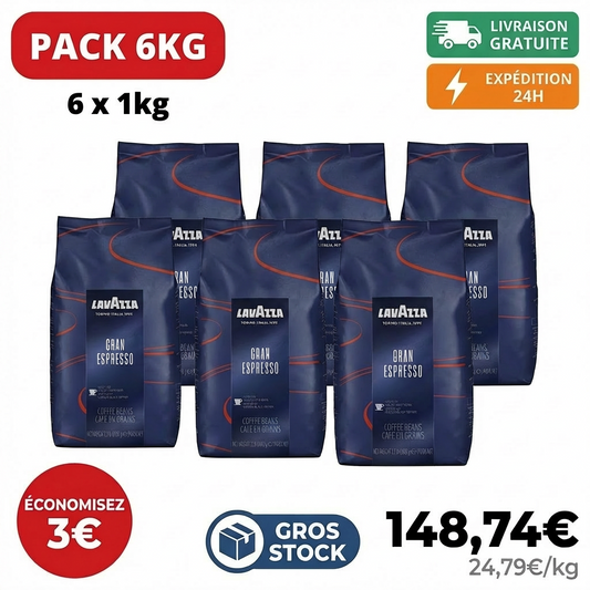 Pack de 6 kg de café en grains Lavazza Gran Espresso