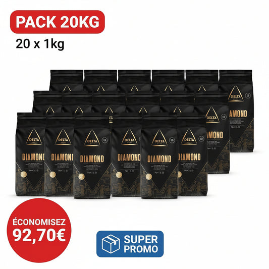 Pack de 20 kg de café en grains Delta Diamond, 100 % arabica