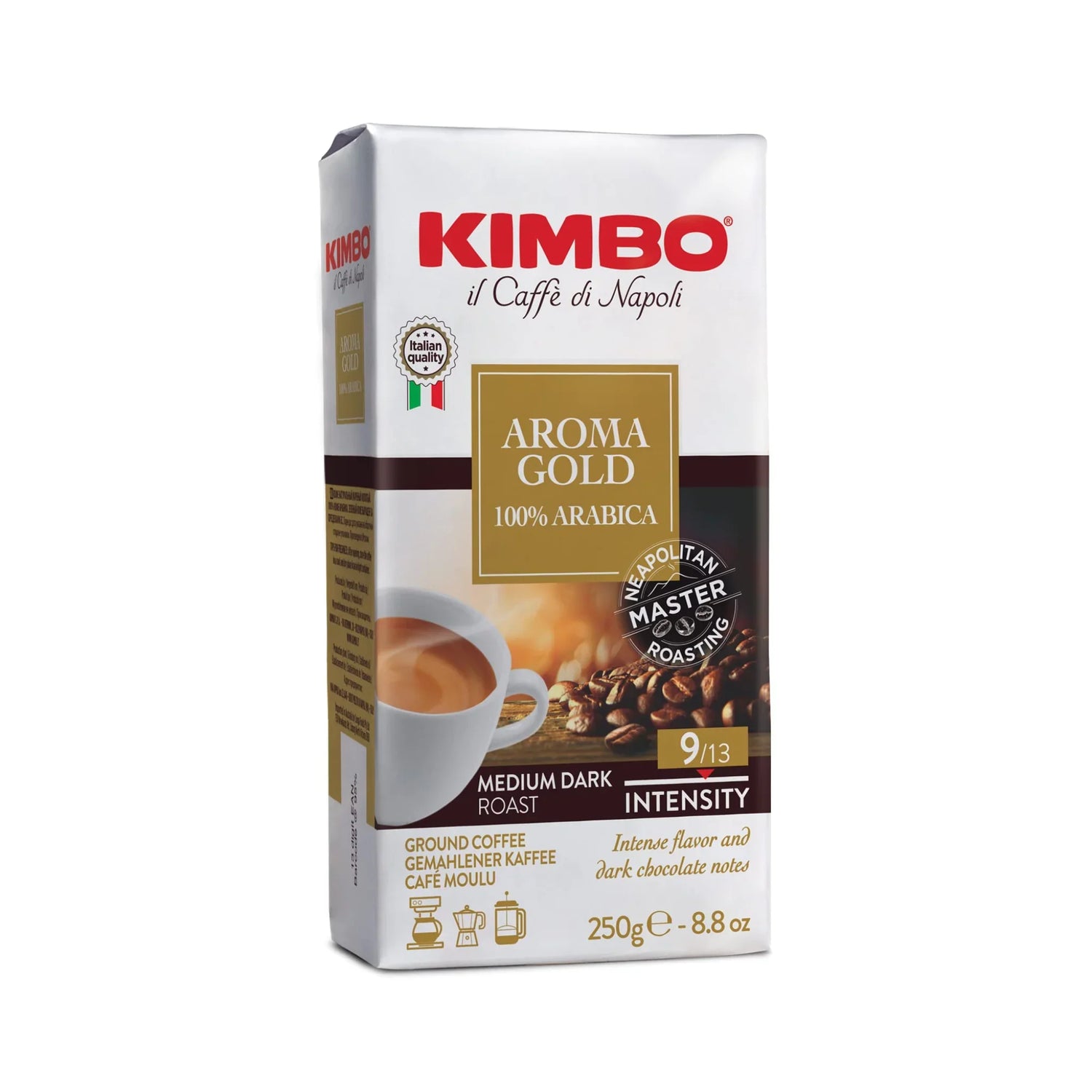 Café moulu Kimbo Aroma Gold (250g) - Castel Expresso