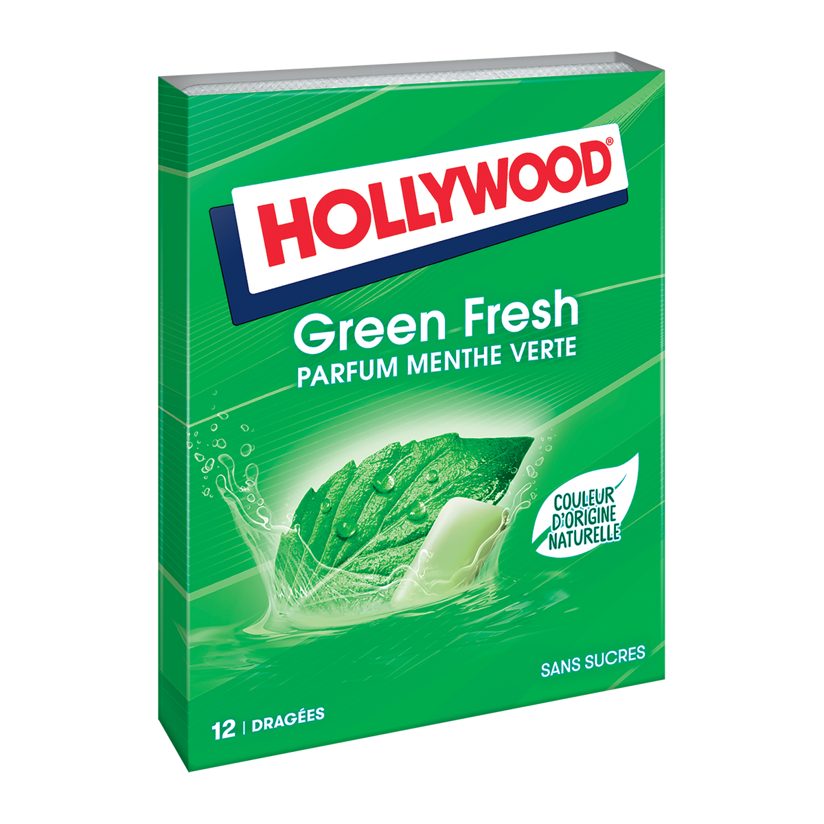 Chewing-gum Hollywood Greenfresh sans sucres étui 12 dragées