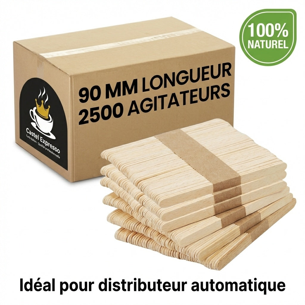 Touillettes Bois de Hêtre 90mm - Carton de 2500