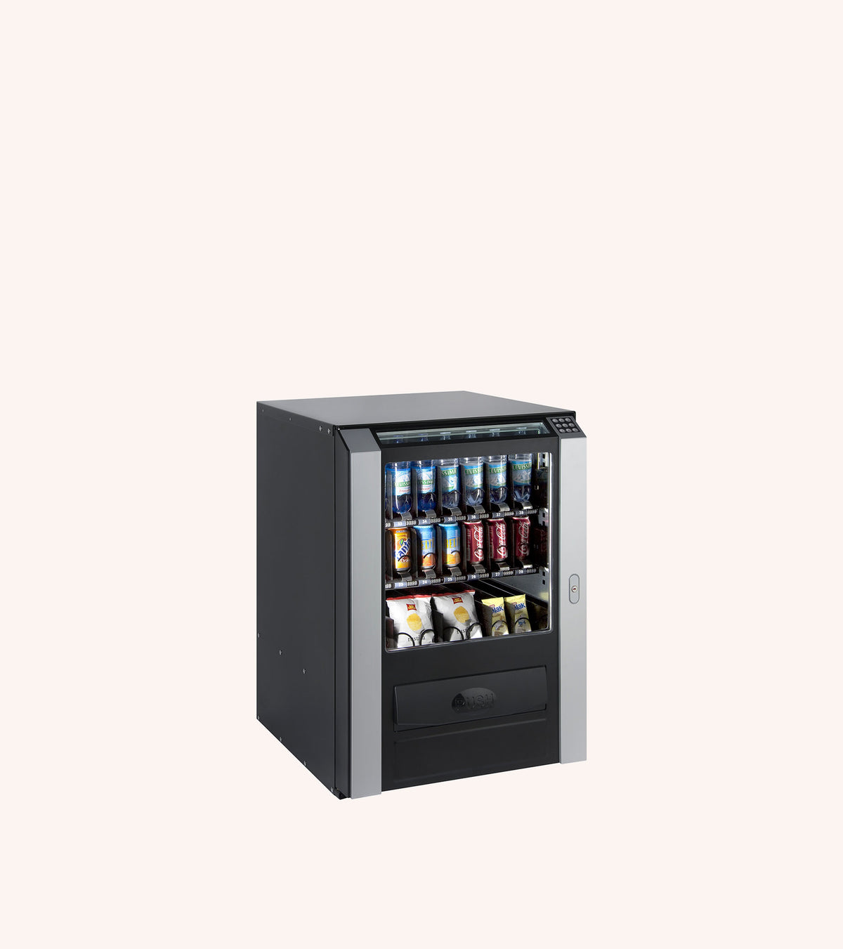 Rhea Snack Piccola : vitrine garnie sur 3 plateaux à spirales