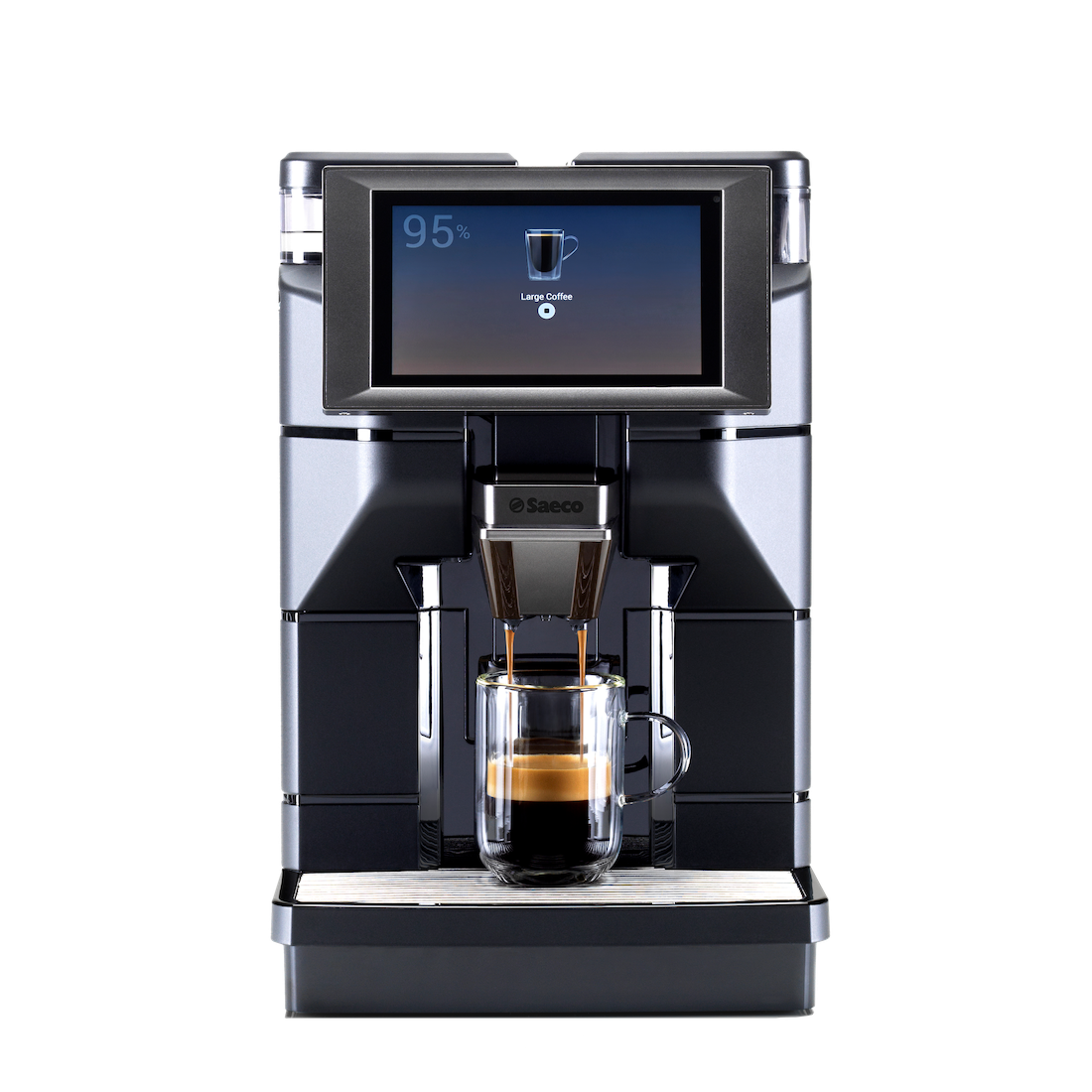 Machine à café en grains professionnelle Saeco Magic B1 avec écran tactile, vue de face