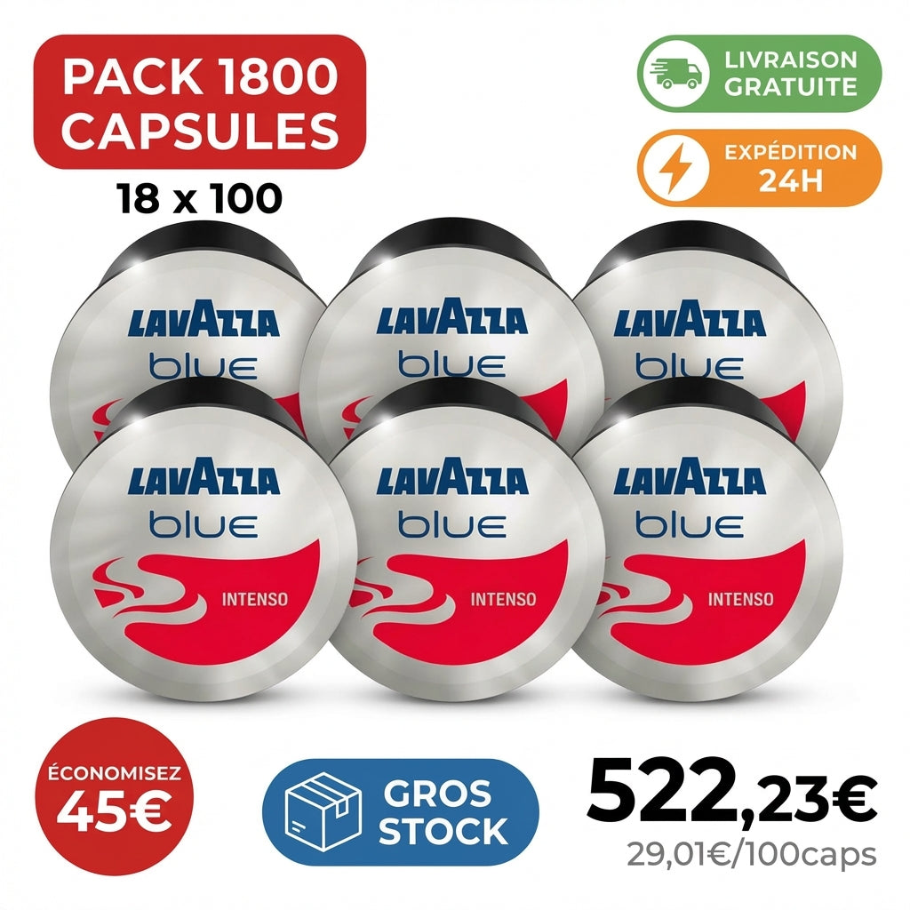 Capsules Lavazza Blue Intenso 1800 pack professionnel 18 boîtes