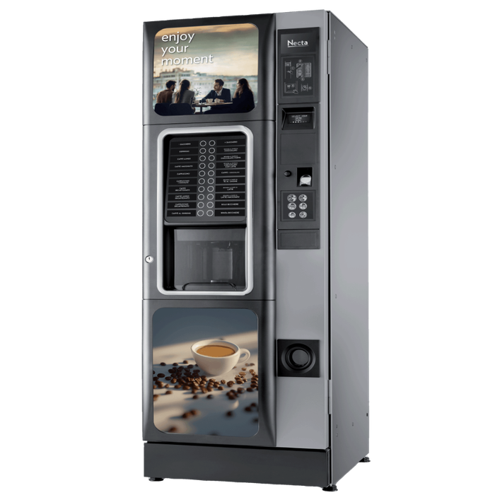 Distributeur automatique café Necta Barista 500 design noir argent compact