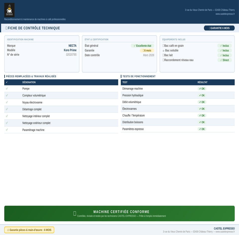 Machine à Café Professionnelle Necta Koro Prime — Reconditionnée — Garantie 6 mois