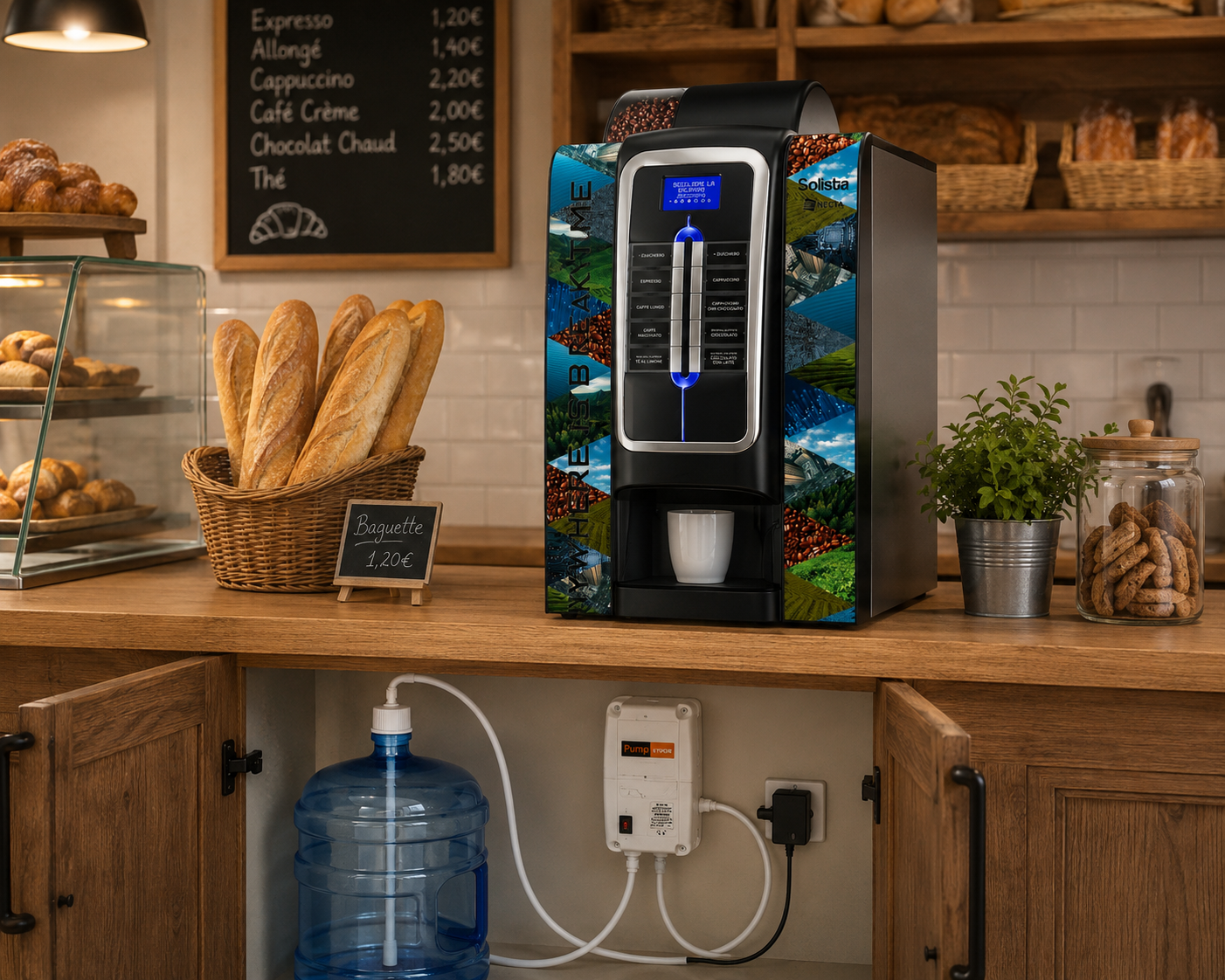 Kit d'alimentation autonome avec pompe et bidon 20 L pour machine à café professionnelle