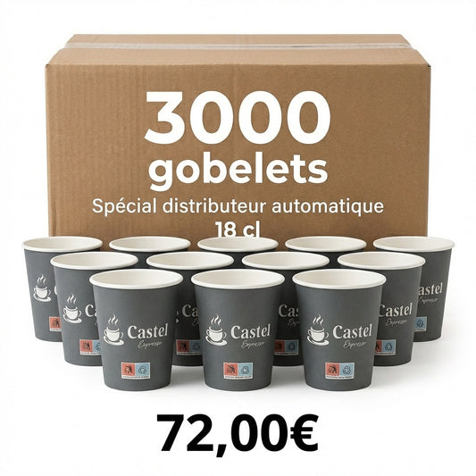 Gobelets carton 180ml distributeur automatique Castel Expresso 3000 unités
