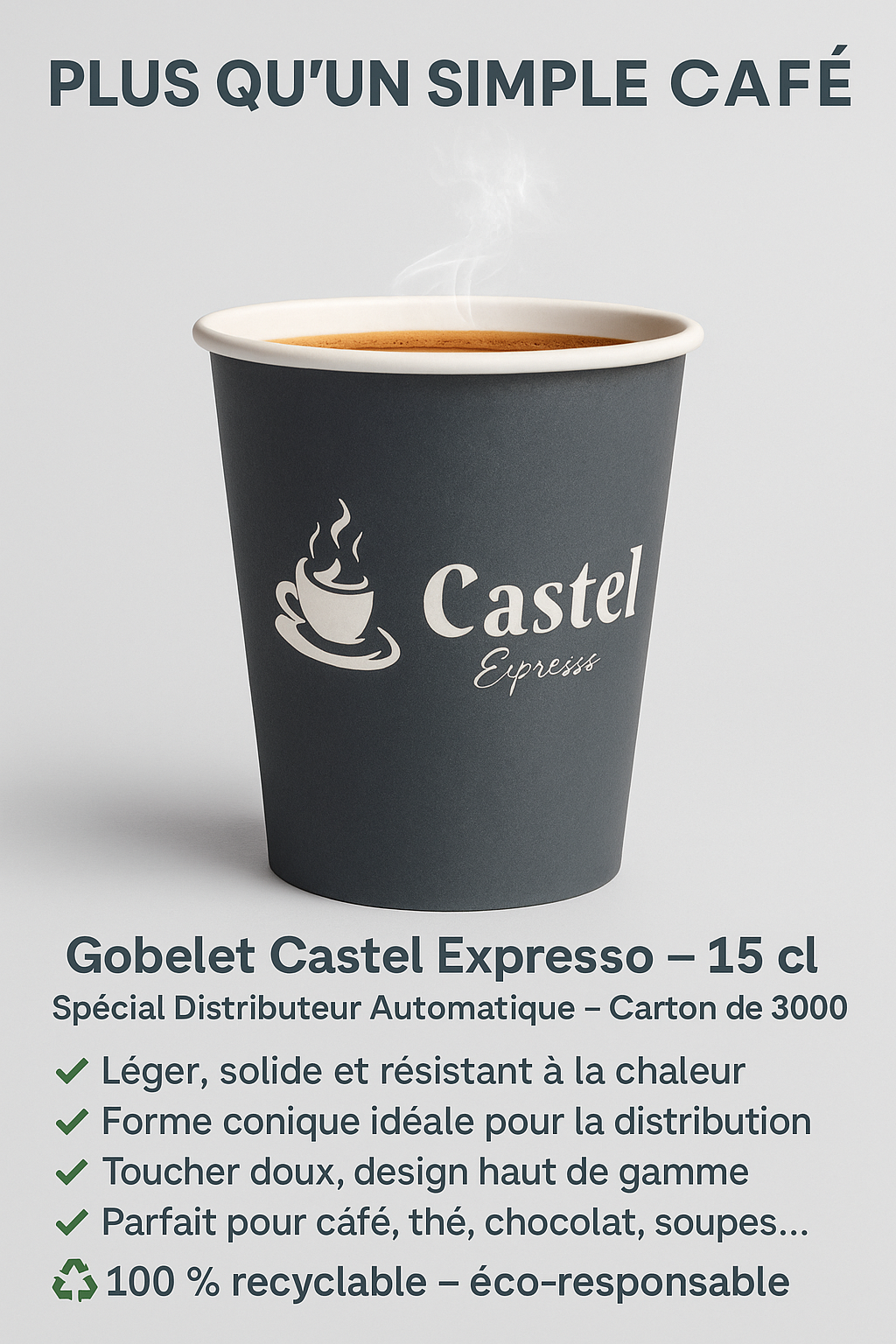 Carton 3000 - Gobelets CASTEL EXPRESSO 180ml