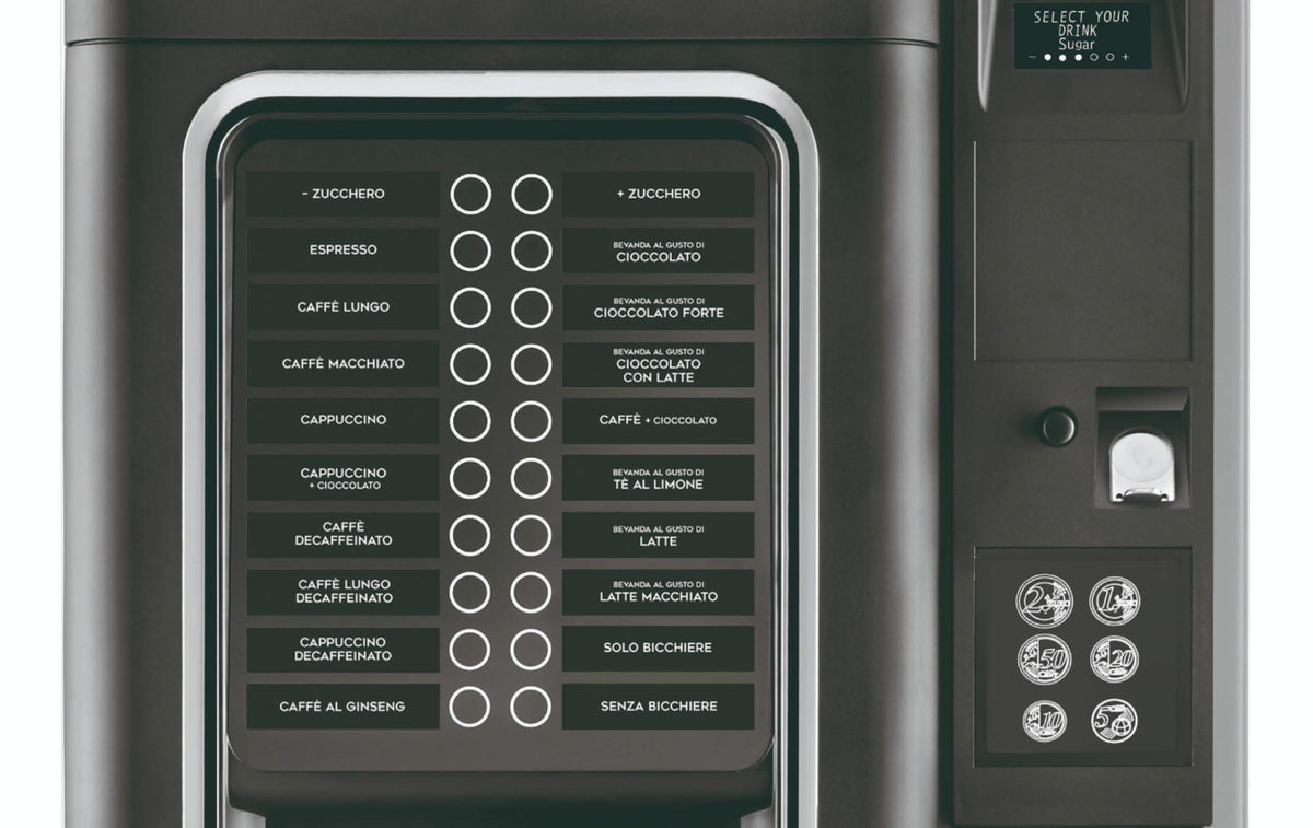 Necta Barista 500 : design noir et argent, habillage rétroéclairé et clavier capacitif