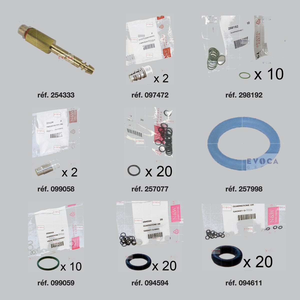 Pièces du kit révision hydraulique 1 espresso 2 instantanés Necta Kalea Plus