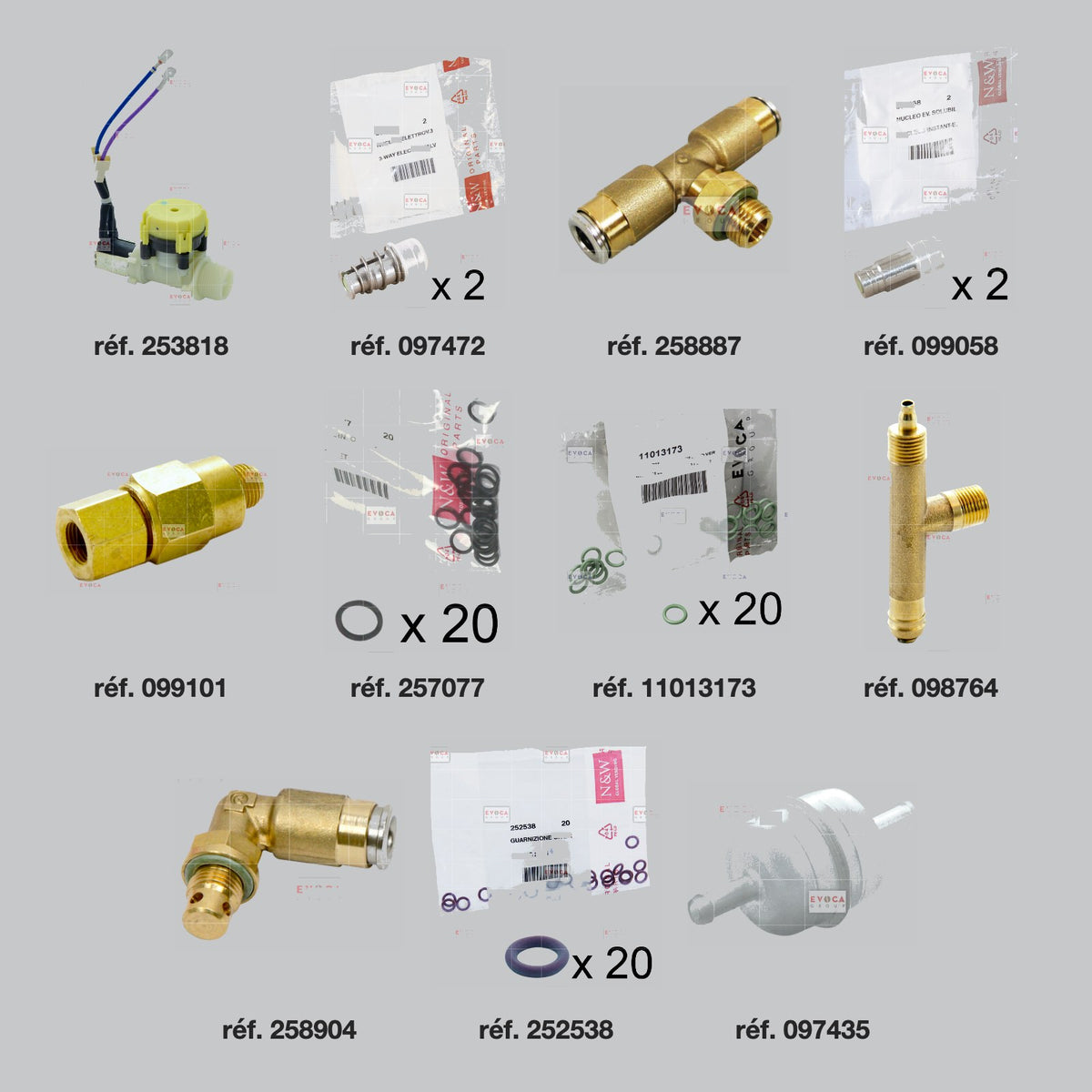 Pièces du kit révision hydraulique chaudière 500 cc Necta Korinto Prime