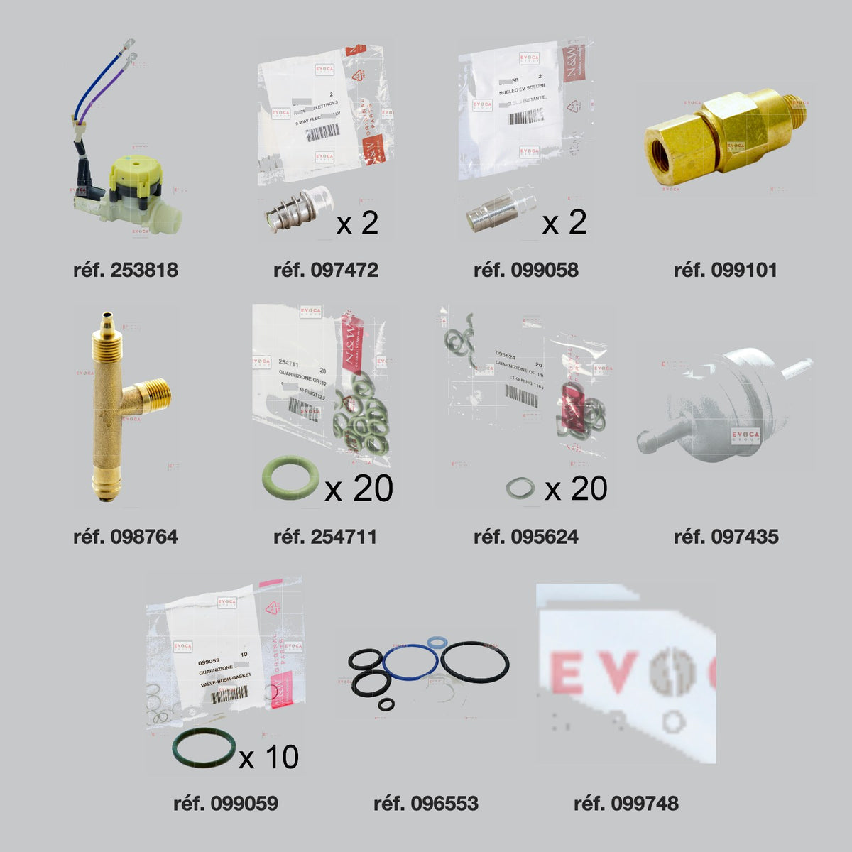 Pièces du kit révision hydraulique avec vapeur Necta Korinto Prime