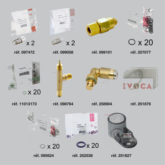 Pièces du kit révision hydraulique chaudière 500 cc sur réservoir Necta Koro Prime