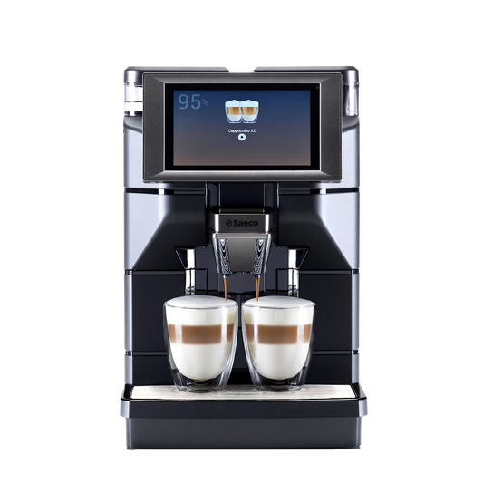 Machine à café en grains Saeco Magic M1 avec lait frais et écran tactile, vue de face