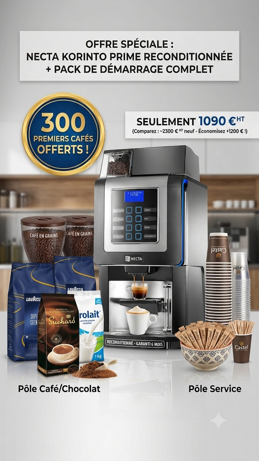 Pack Pro Tout-Inclus : Machine Café Necta Korinto Prime (Reconditionnée) + Kit Consommables Offert