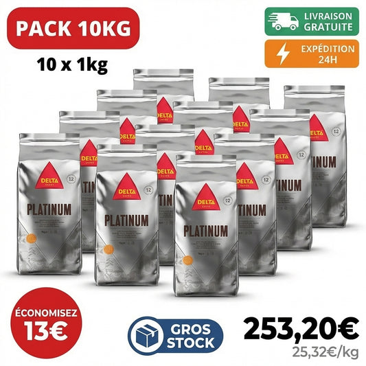 Café Delta Platinium 10kg en grains pack professionnel sachets portugais