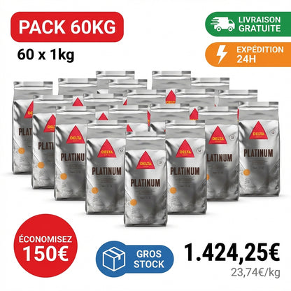 Café Delta Platinium 60kg en grains 70% Arabica 30% Robusta pack grossiste