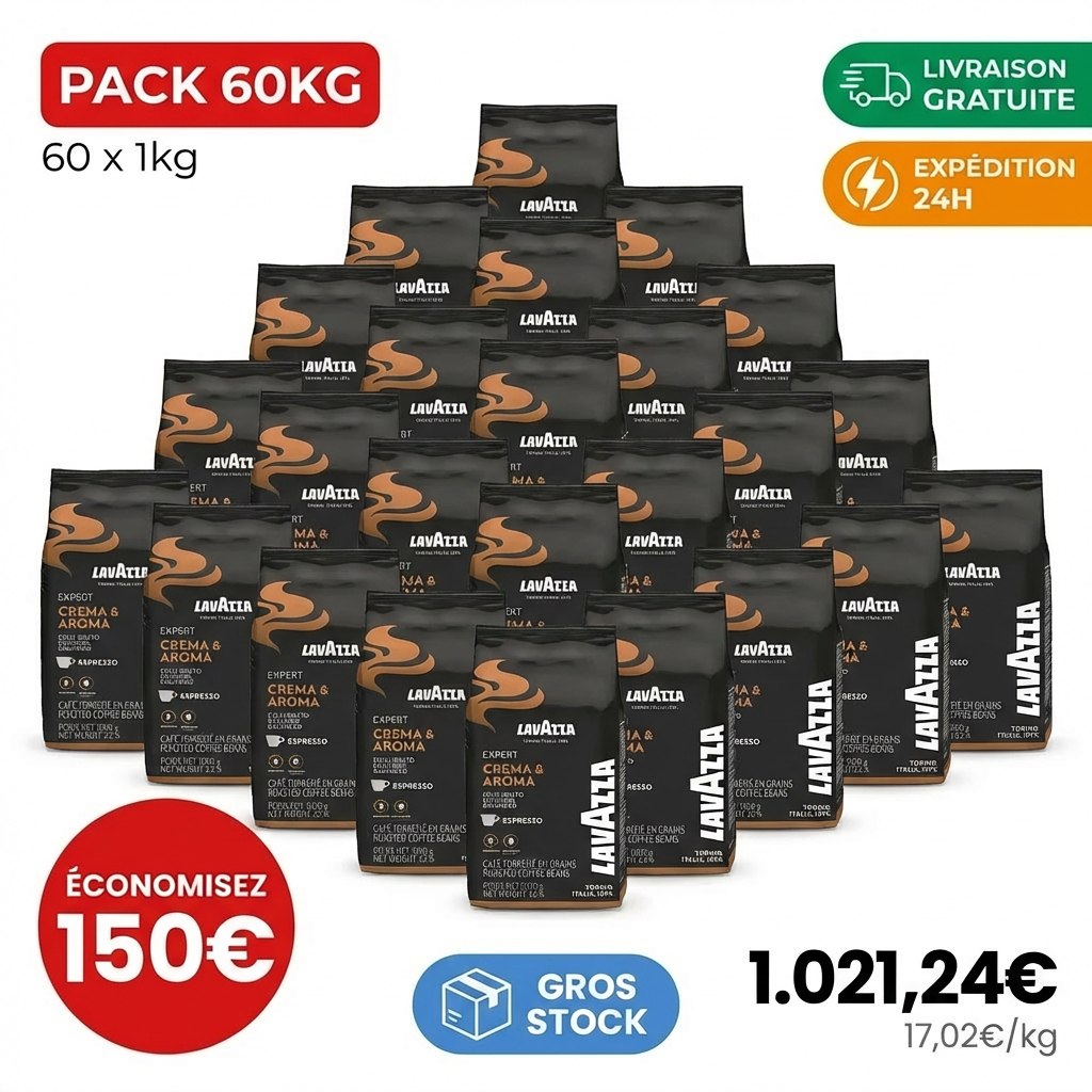 Café Lavazza Crema e Aroma Expert 60kg pack grossiste 60 sachets meilleur prix