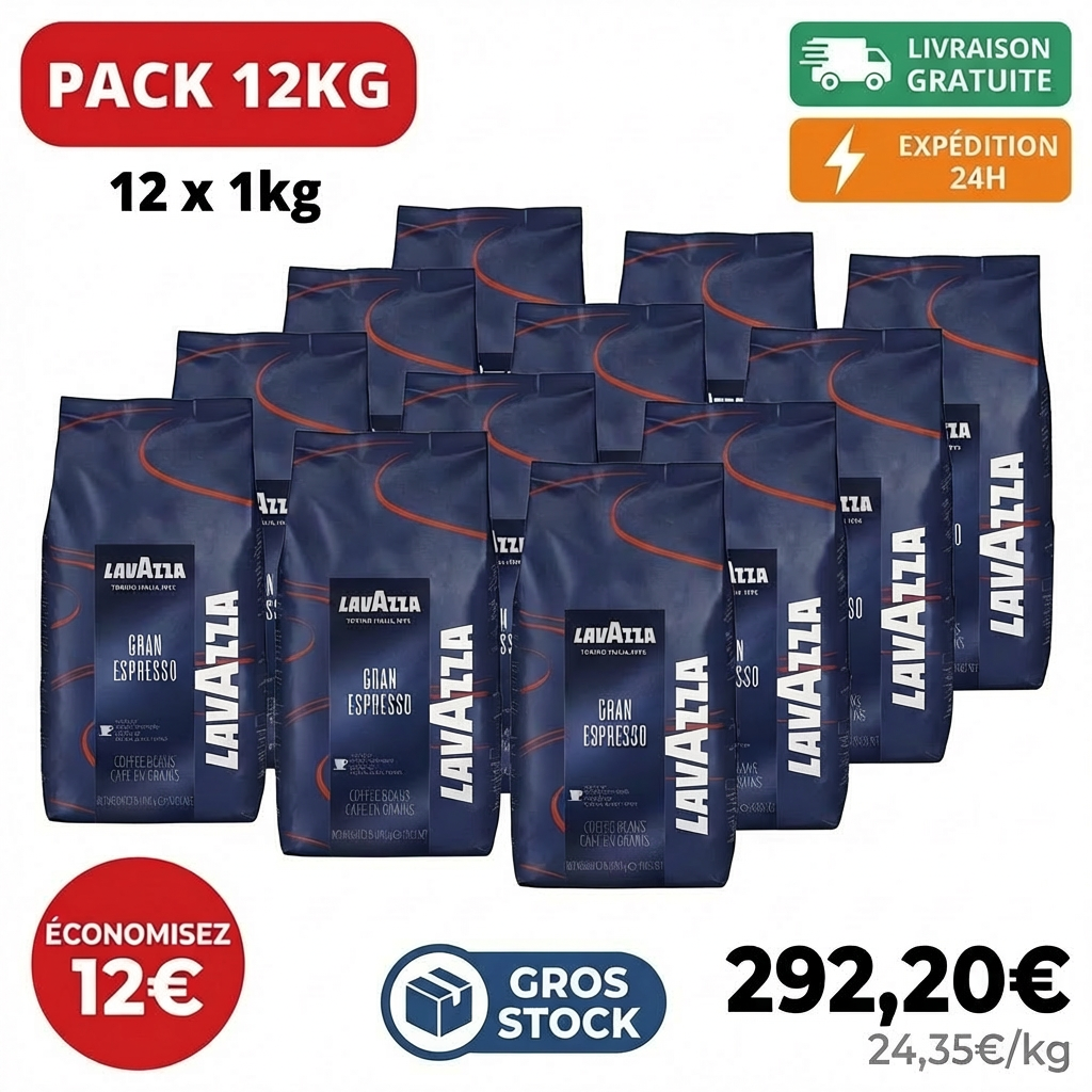 Café Lavazza Gran Espresso en grains pack 12kg sachets professionnels