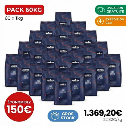 Café Lavazza Gran Espresso 60kg pack grossiste sachets grains