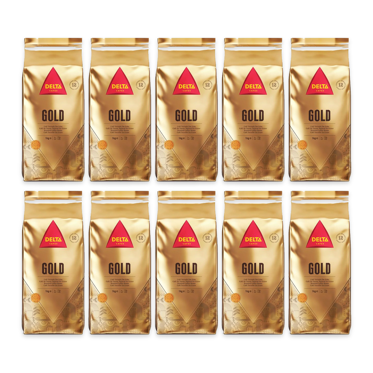 Pack 10 kg Delta Gold : 10 sachets de 1 kg de café en grains