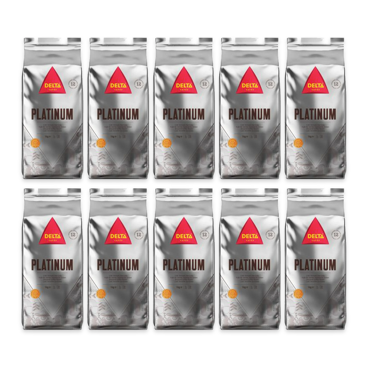 Pack 10 kg Delta Platinum : 10 sachets de 1 kg de café en grains