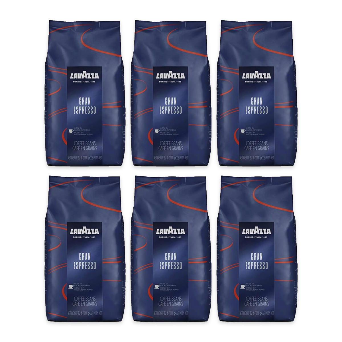 Pack 6 kg Lavazza Gran Espresso : 6 sachets de 1 kg
