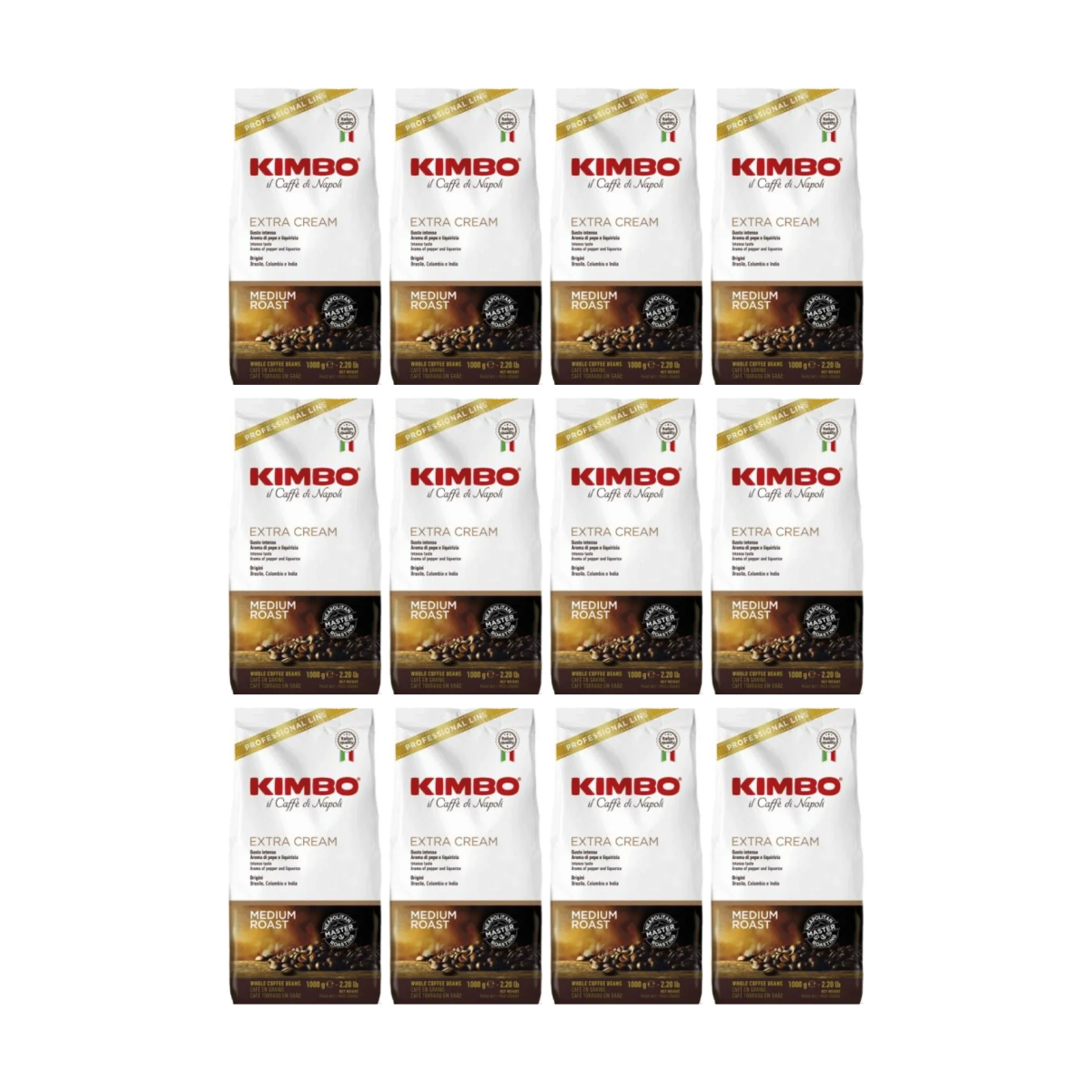 Pack 12 kg Kimbo Extra Cream – 12 sachets de 1 kg