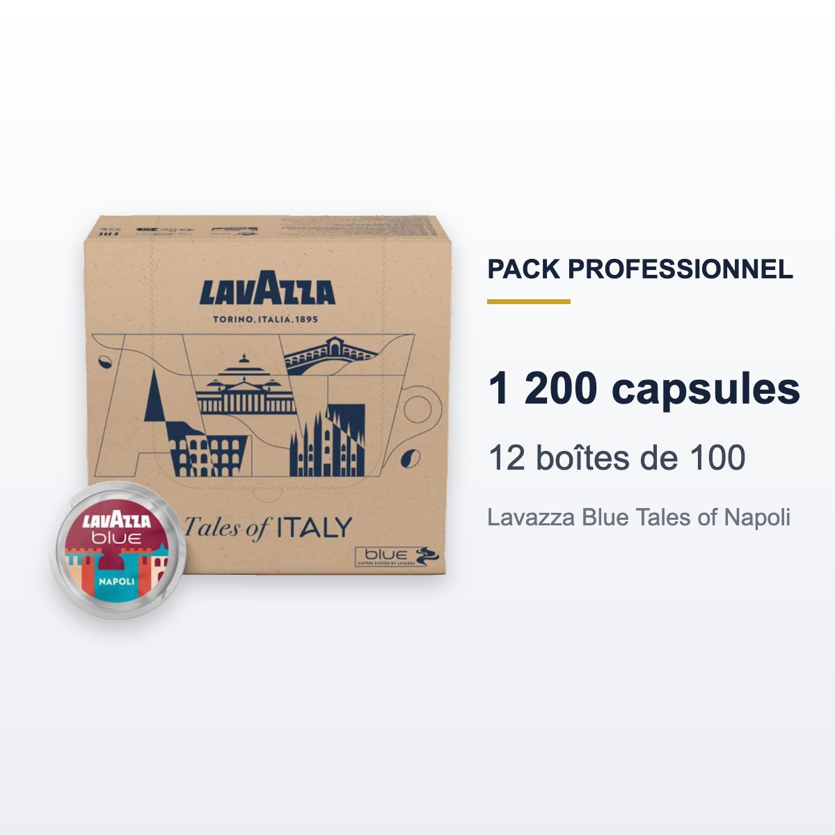 Pack 1200 capsules Lavazza Blue Tales of Napoli : 12 boîtes de 100