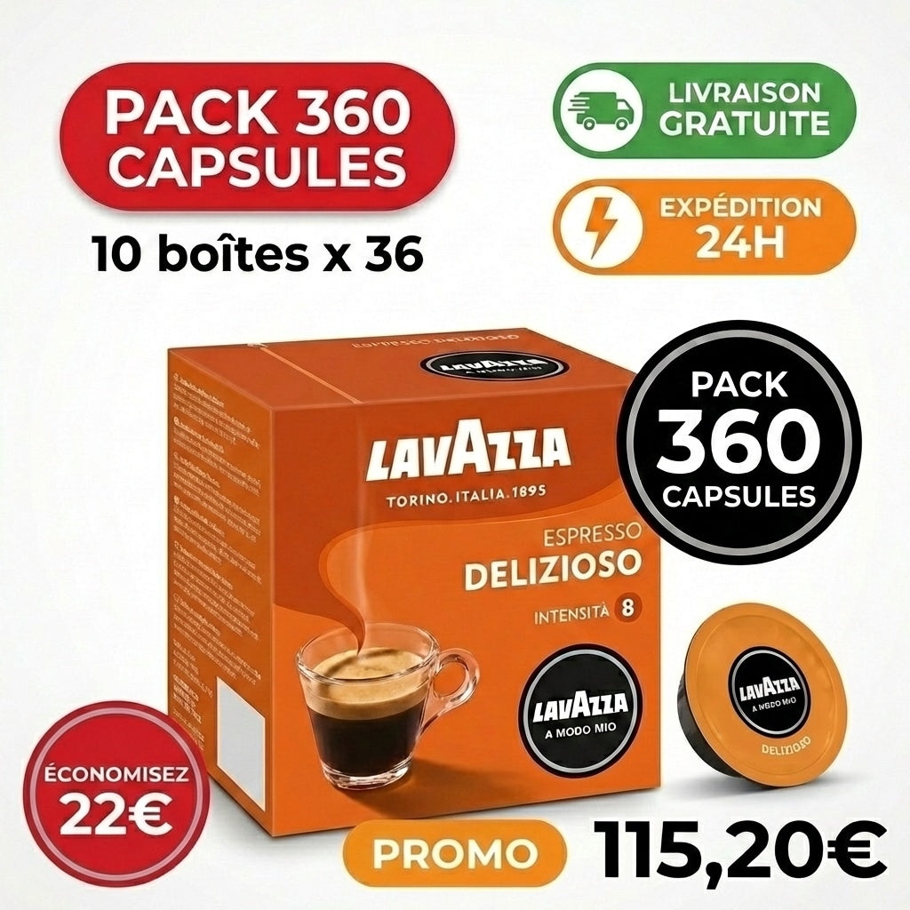 PACK 360 CAPSULES LAVAZZA A MODO MIO DELIZIOSO