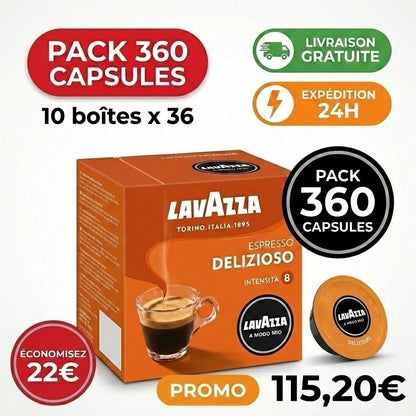 PACK 360 CAPSULES LAVAZZA A MODO MIO DELIZIOSO