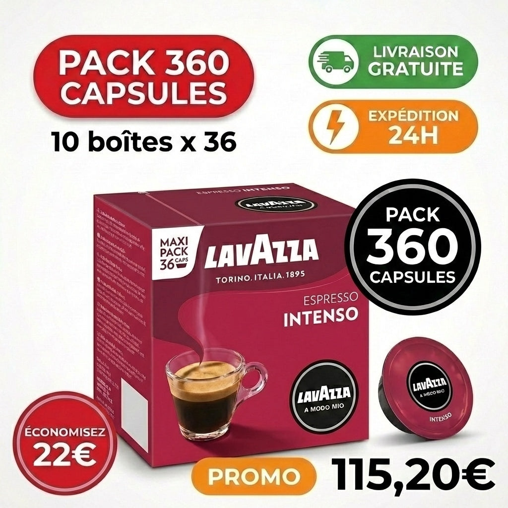 PACK 360 CAPSULES LAVAZZA A MODO MIO INTENSO