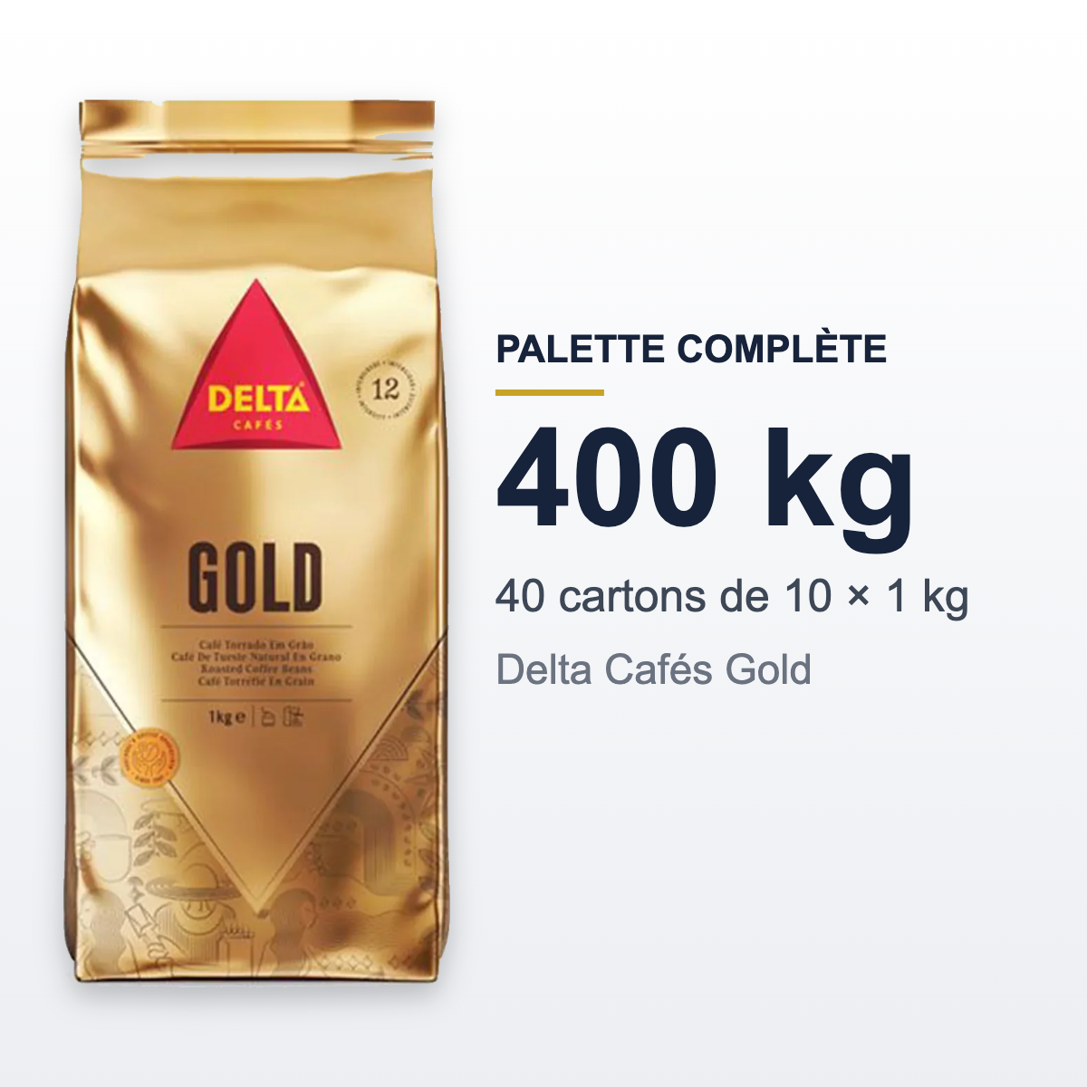 Palette complète Delta Cafés Gold : 40 cartons de 10 kg, 400 kg