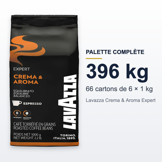 Palette complète Lavazza Crema e Aroma Expert : 66 cartons de 6 kg, 396 kg