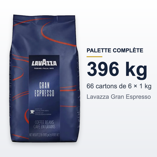 Palette complète Lavazza Gran Espresso : 66 cartons de 6 kg, 396 kg