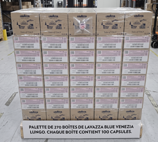 Capsules Lavazza Blue Espresso Venezia Lungo - Palette Complète de 270 Boîtes (27 000 Capsules)