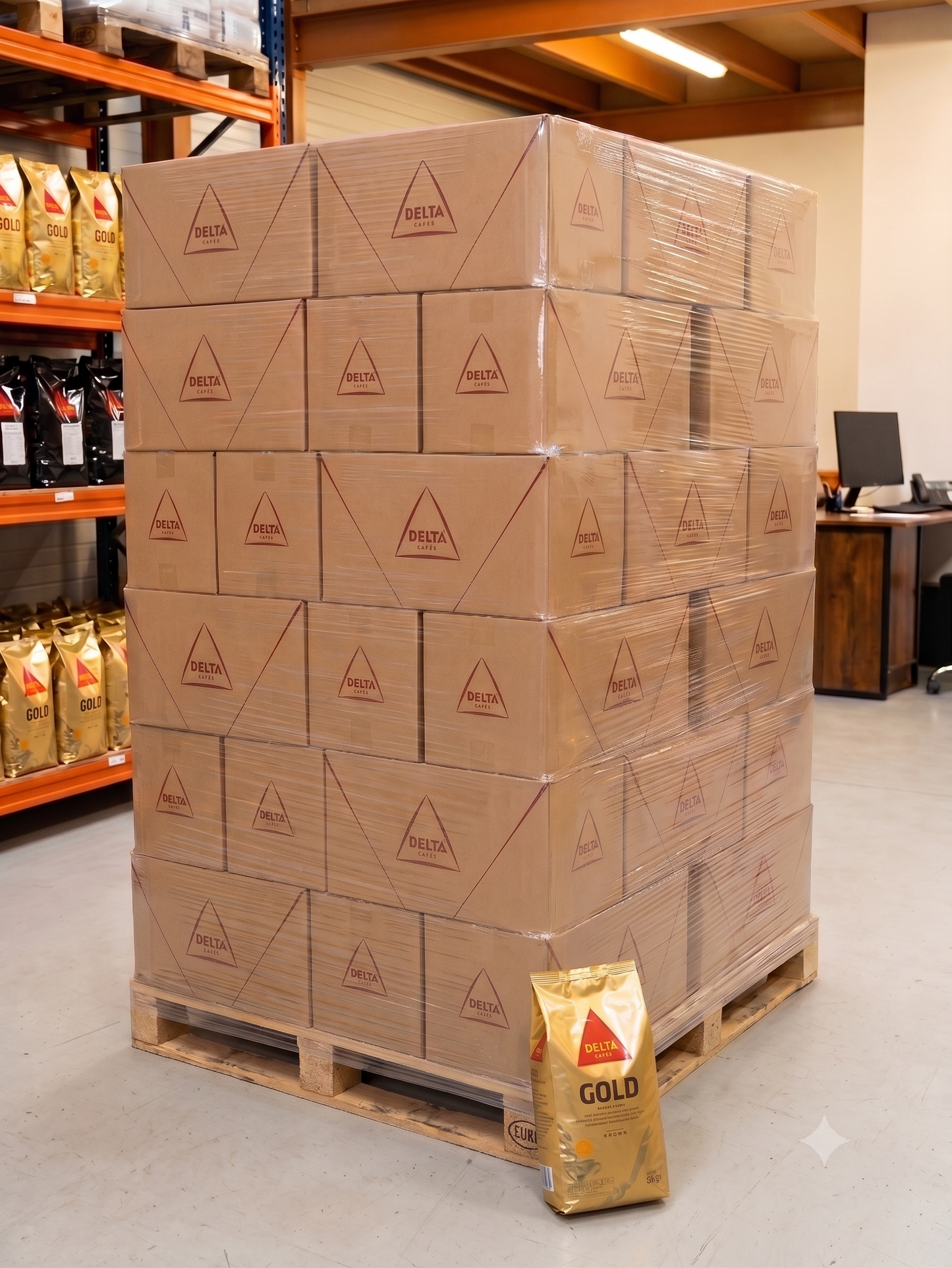 Palette Delta Cafés Gold – 40 Cartons de 10 kg (400 kg)